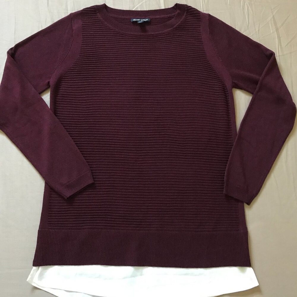 Hilary Radley Faux Layered Long Sweater in Maroon in size Medium